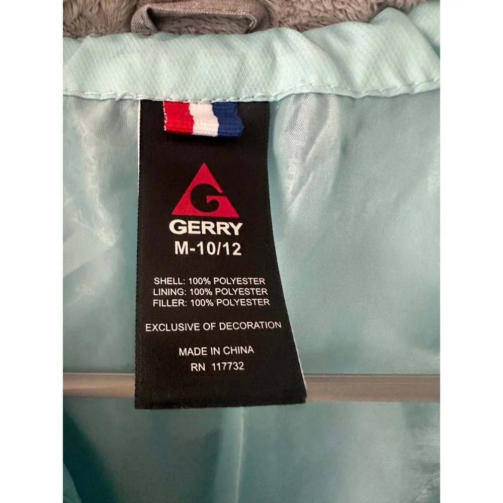 Gerry Kids Blue Grey Colorblock Puffer Jacket Full Zip Insulated Coat M 10/12